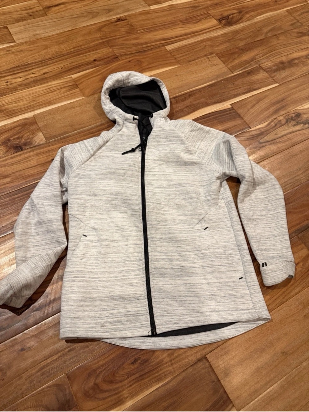 Russell Athletic Light Gray Hooded Full-Zip Utility Jacket